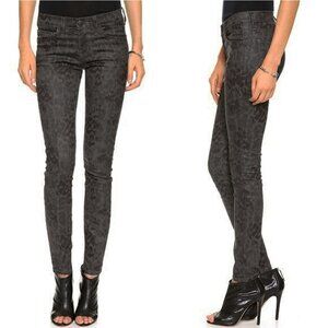 CURRENT/ELLIOTT Ankle Skinny Castle Dirty Paws Gray Coated Jeans NWT Size 28